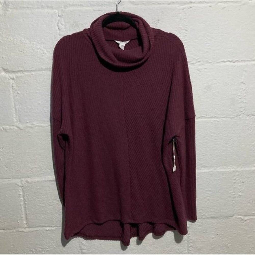 Caslon Burgundy Cozy Knit Turtleneck Tunic Sweater - Size S